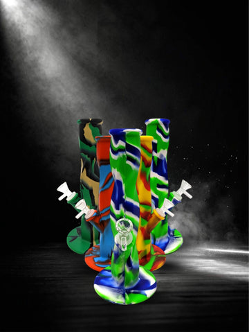 10.5" Twisted Print Ice Catcher Silicone Water Pipe