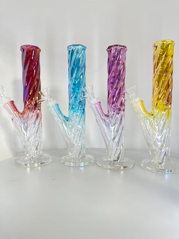 10” Twisted Electroplated Straight Water Pipe Bong