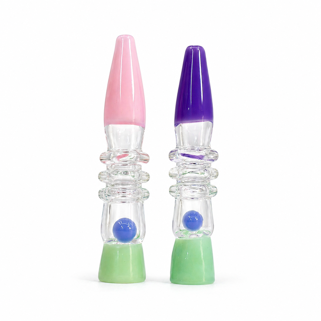 3.5" Cone Tip Ribbed Ring Glass One Hitter