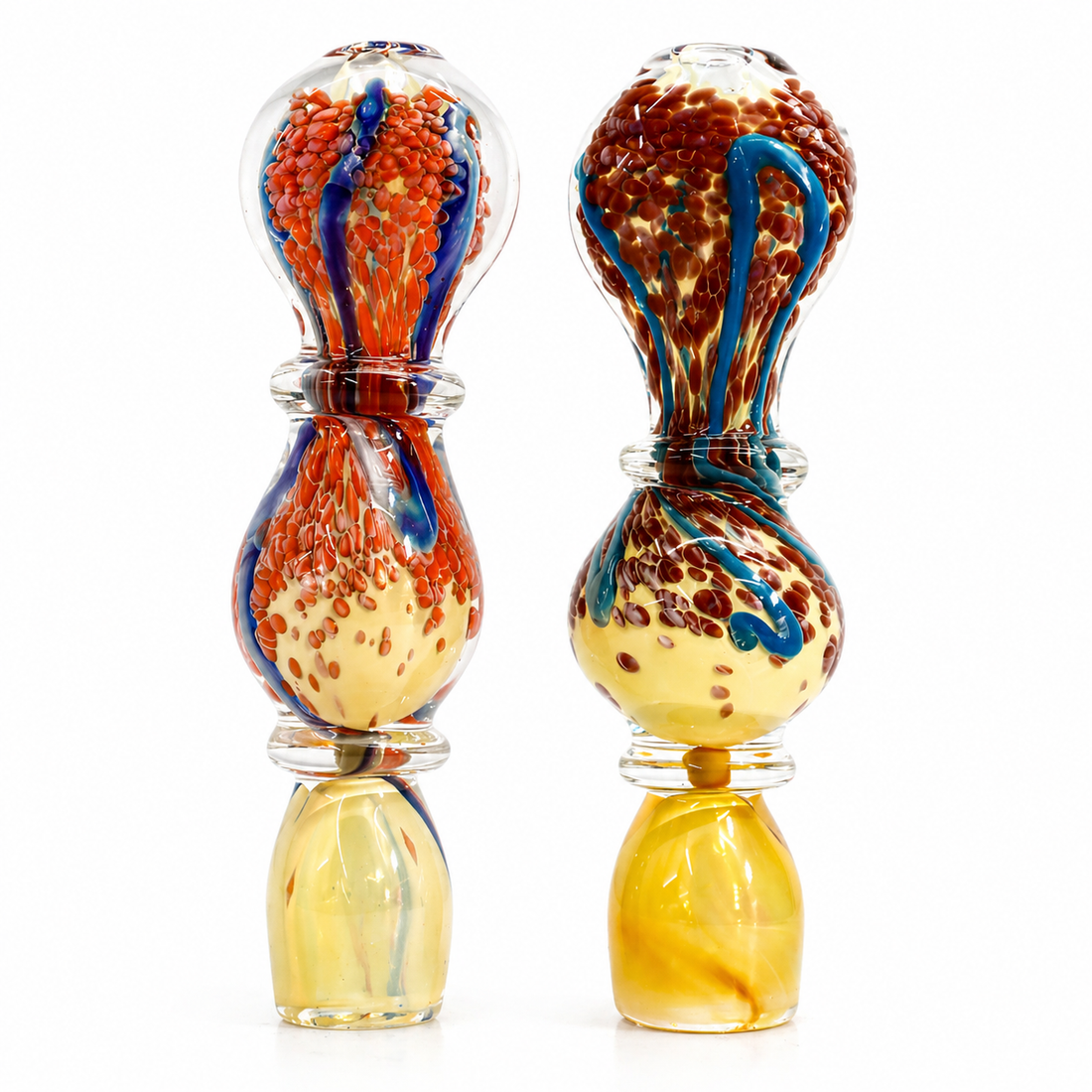 3.5" Double Bubble Frit & Trailings Glass One Hitter Chillum