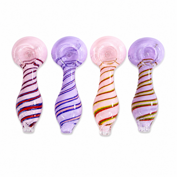3" Candy / Unicorn Spiral Striped Glass Spoon Pipe