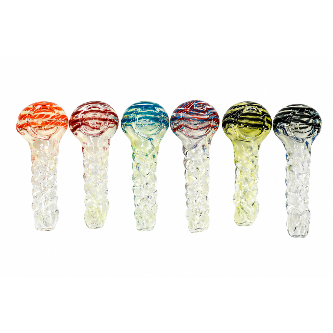 3" Color-Changing Striped Twisted Glass Spoon Pipe