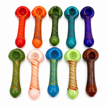 3" Colorful Squiggle Striped Glass Hand Pipe