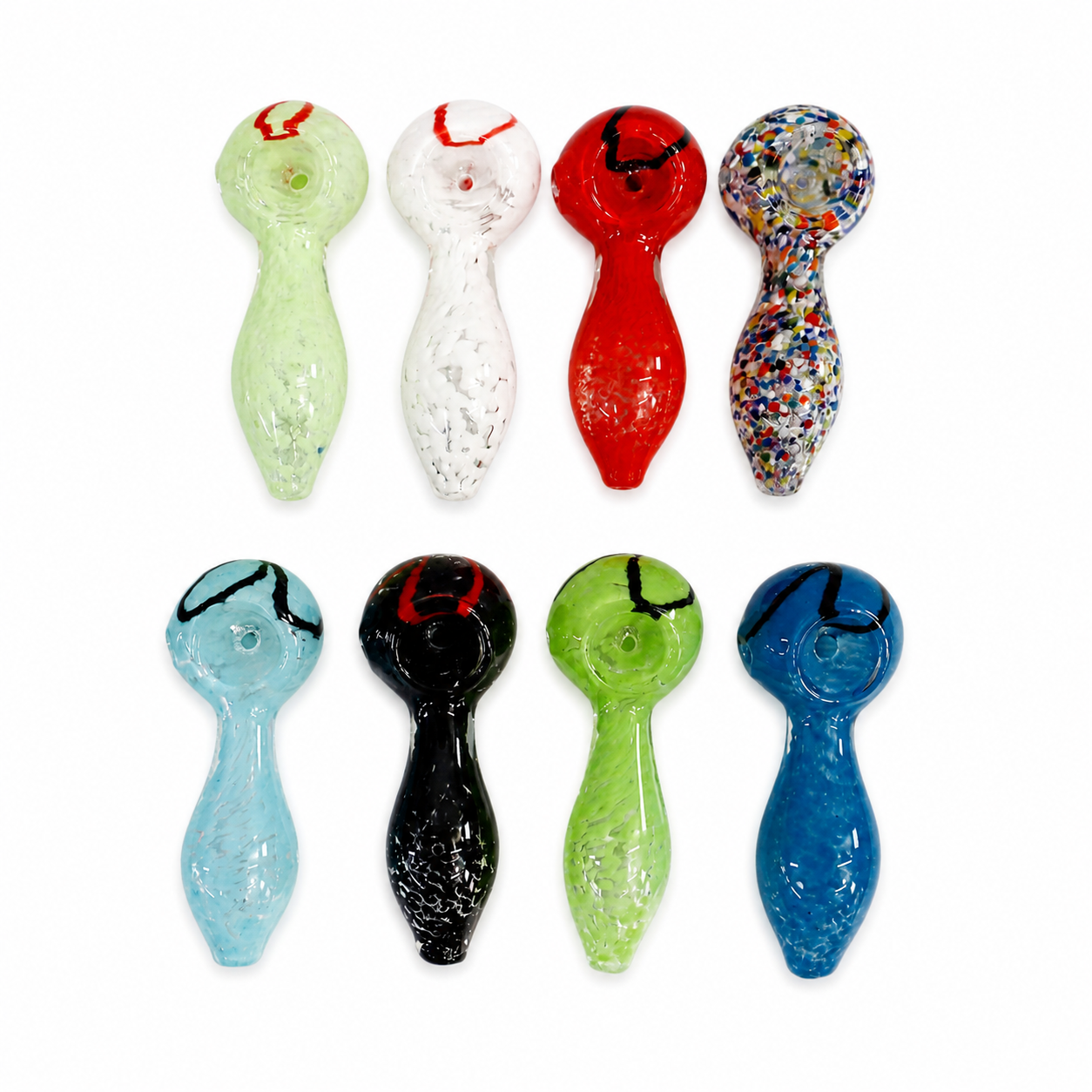 3" Frit Glass Hand Pipe with Crown Line Accent