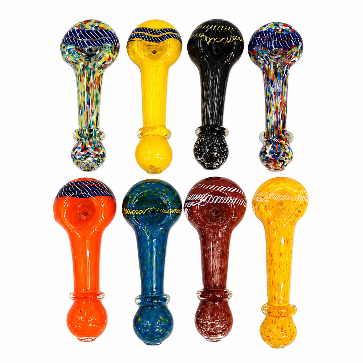 3" Frit & Striped Line Accent Glass Spoon Pipe
