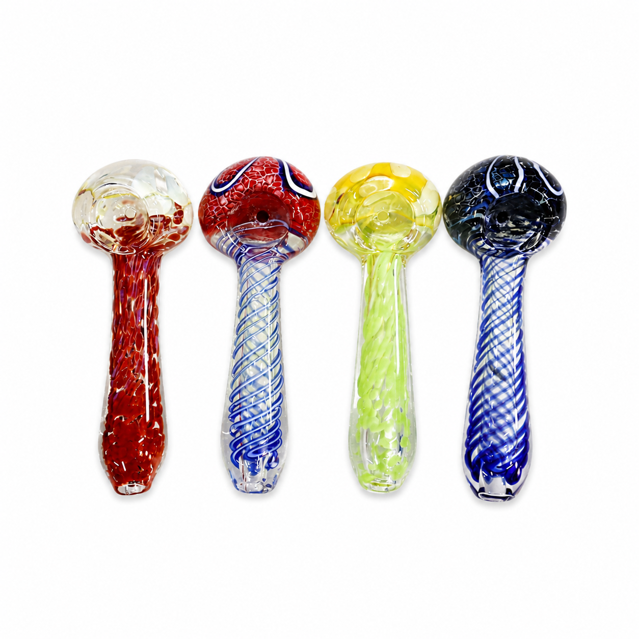 3" Fumed Glass Hand Pipe with Honeycomb Bowl & Spiral Stem