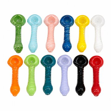 3" Solid Color Spiral Swirl Glass Hand Pipe