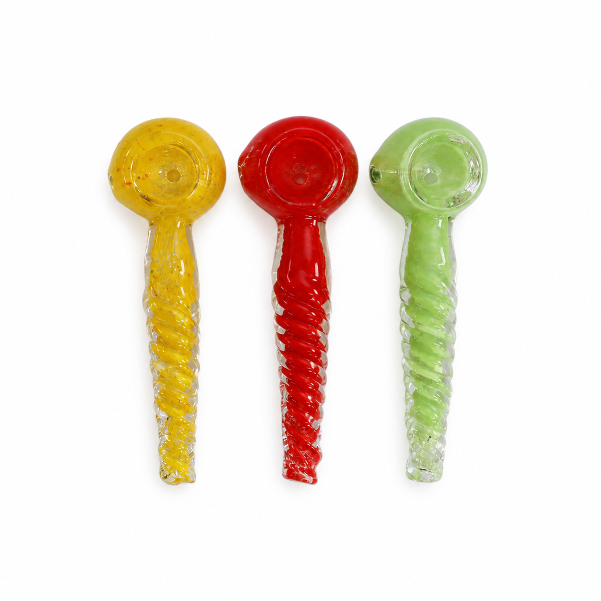 3" Solid Color Twisted Spiral Glass Hand Pipe