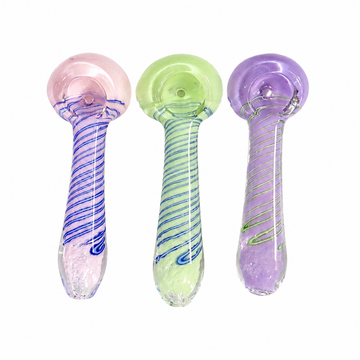 3" Spiral Line Pastel Glass Hand Pipe