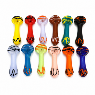 3" Striped Wave Accent Glass Hand Pipe