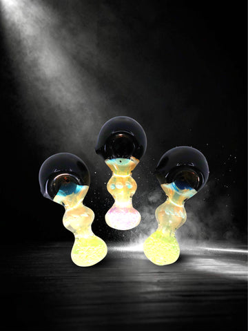 4.5" Black Head Fume tube Frit Mouth Pcs Spoon