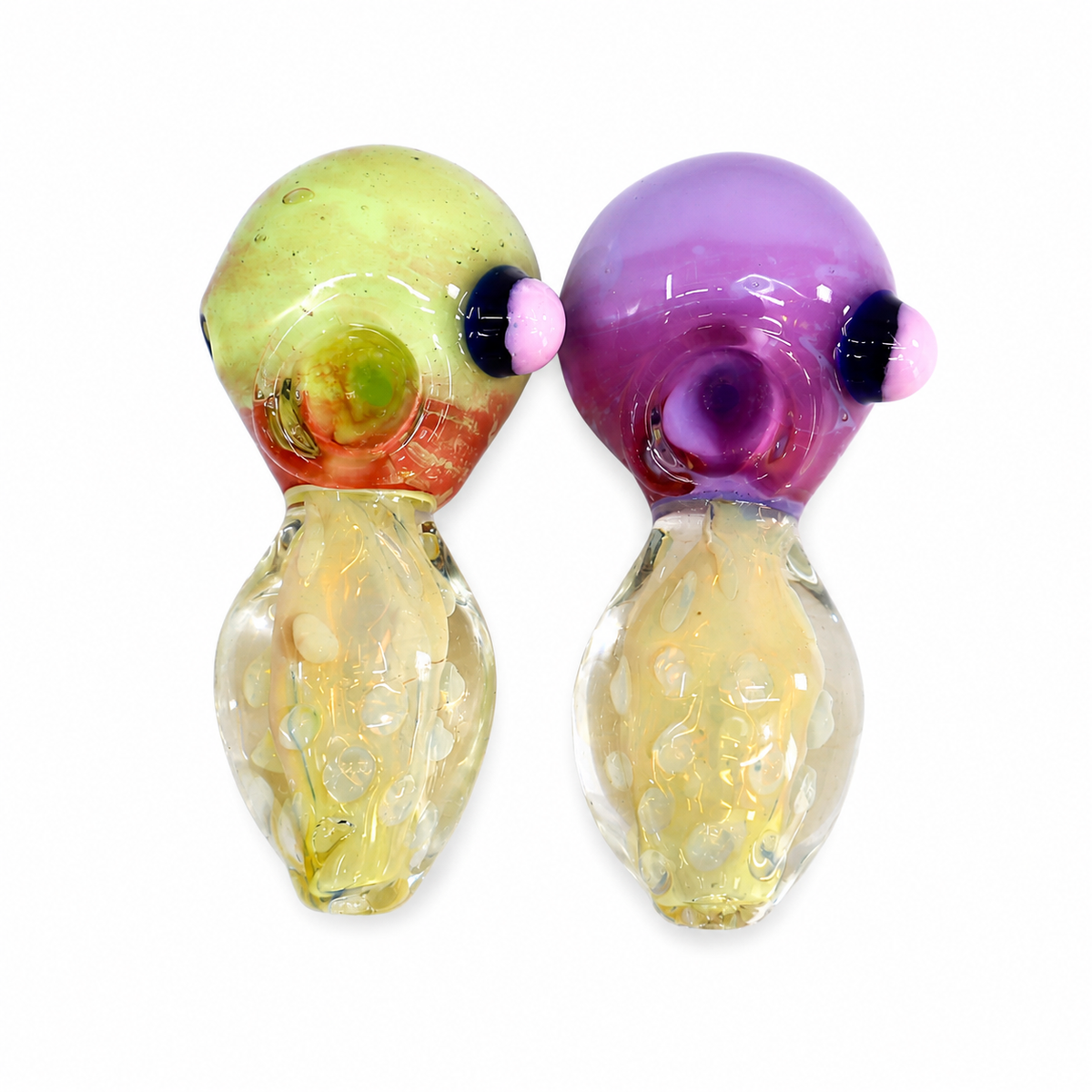 4.5" Color Crown Fumed Bulbous Glass Spoon Pipes