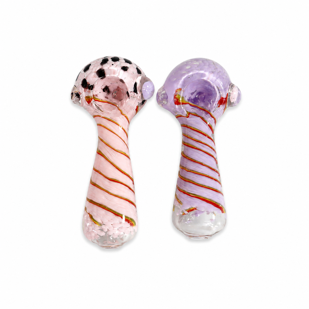 4.5" Pastel Honeycomb Frit & Spiral Cane Glass Spoon Pipes