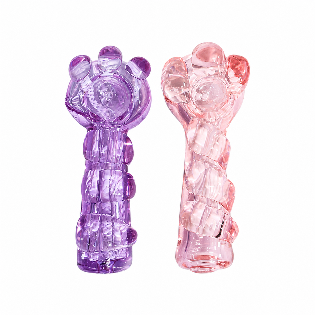 4.5" Paw Print Crown & Spiral Ribbed Glass Spoon Pipes