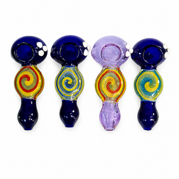 4.5" Pinwheel Swirl Medallion Glass Spoon Pipes