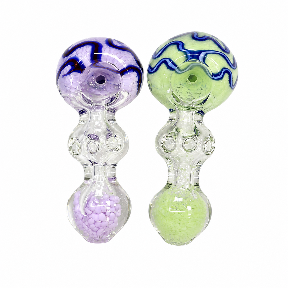 4" Wave & Pebble Frit Glass Spoon Pipe