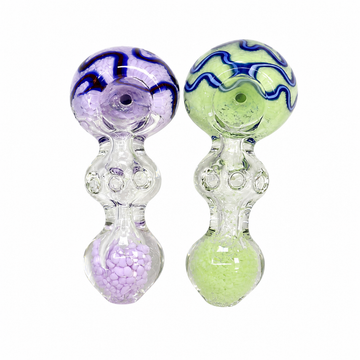 4" Wave & Pebble Frit Glass Spoon Pipe