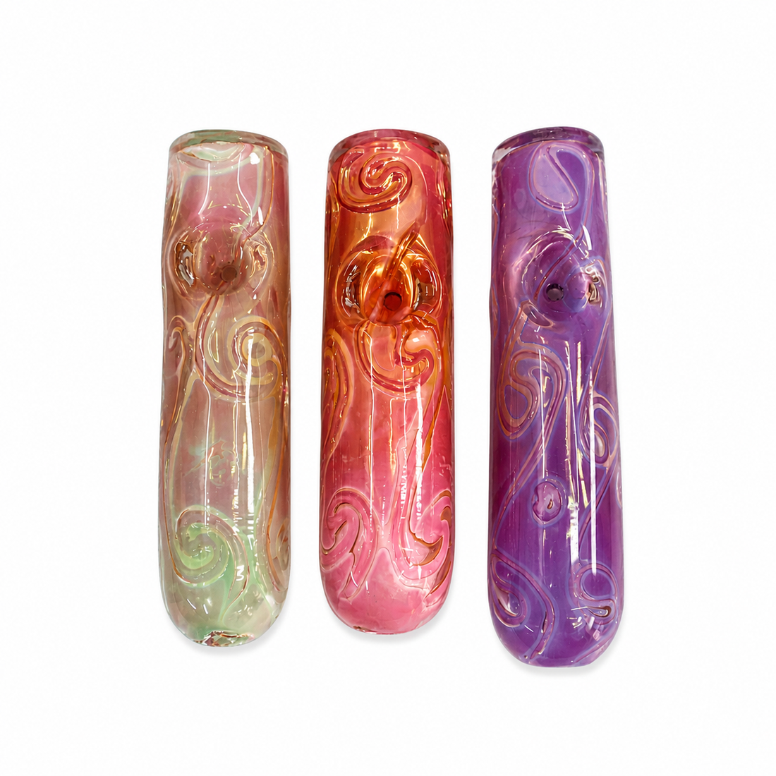 5.5" Raised Scrollwork Steamroller Glass Pipes