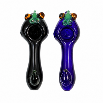5" Color Glass Owl Spoon Pipe with Raised Accents