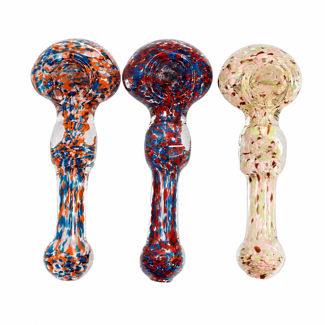 5" Multicolor Frit Glass Spoon Pipe – Assorted Colors