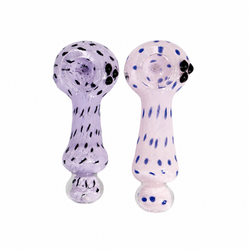 5" Pastel Spotted Glass Spoon Pipe with Ball-End Mouthpiece & Triple Marble Accents – Assorted Colors