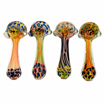5" Spotted Dot & Drip Glass Spoon Pipe with Side Marble Accents – Assorted Colors