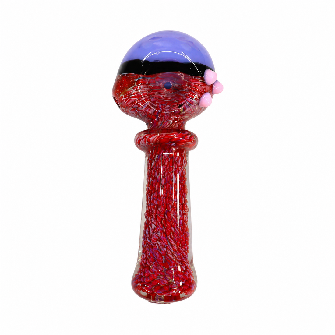 5" Two-Tone Frit Glass Spoon Pipe with Color Band & Triple Marble Accents – Assorted Colors