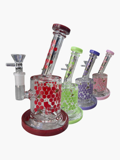 8” Bee logo Bend Water Pipe