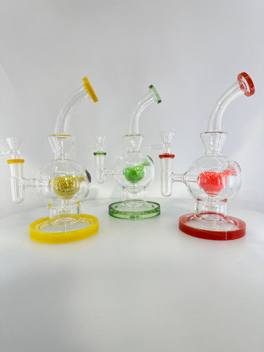 9.5” Fancy Glow in The Dark Frit Eye Ball Bong