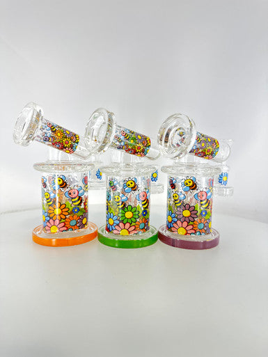 6” Bee Printed Side Carb  Water Pipe Bong