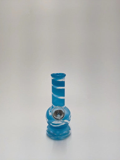 Double Beaker Glass Water Pip Bong | Multi Color Glass Striped Mini Carb Bong