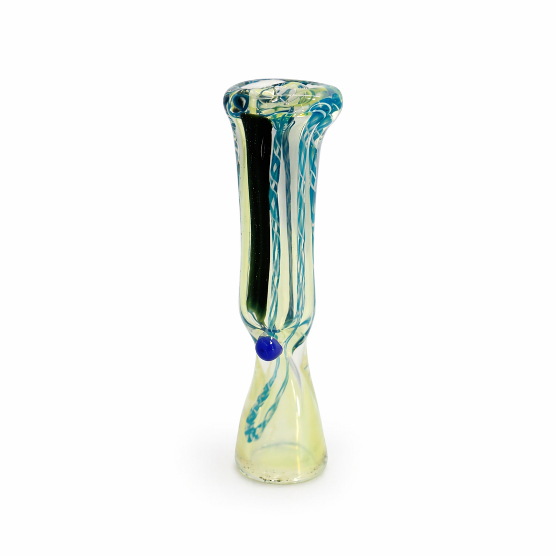 4" Jellyfish Swirl Silver-Fumed Glass One Hitter Chillum