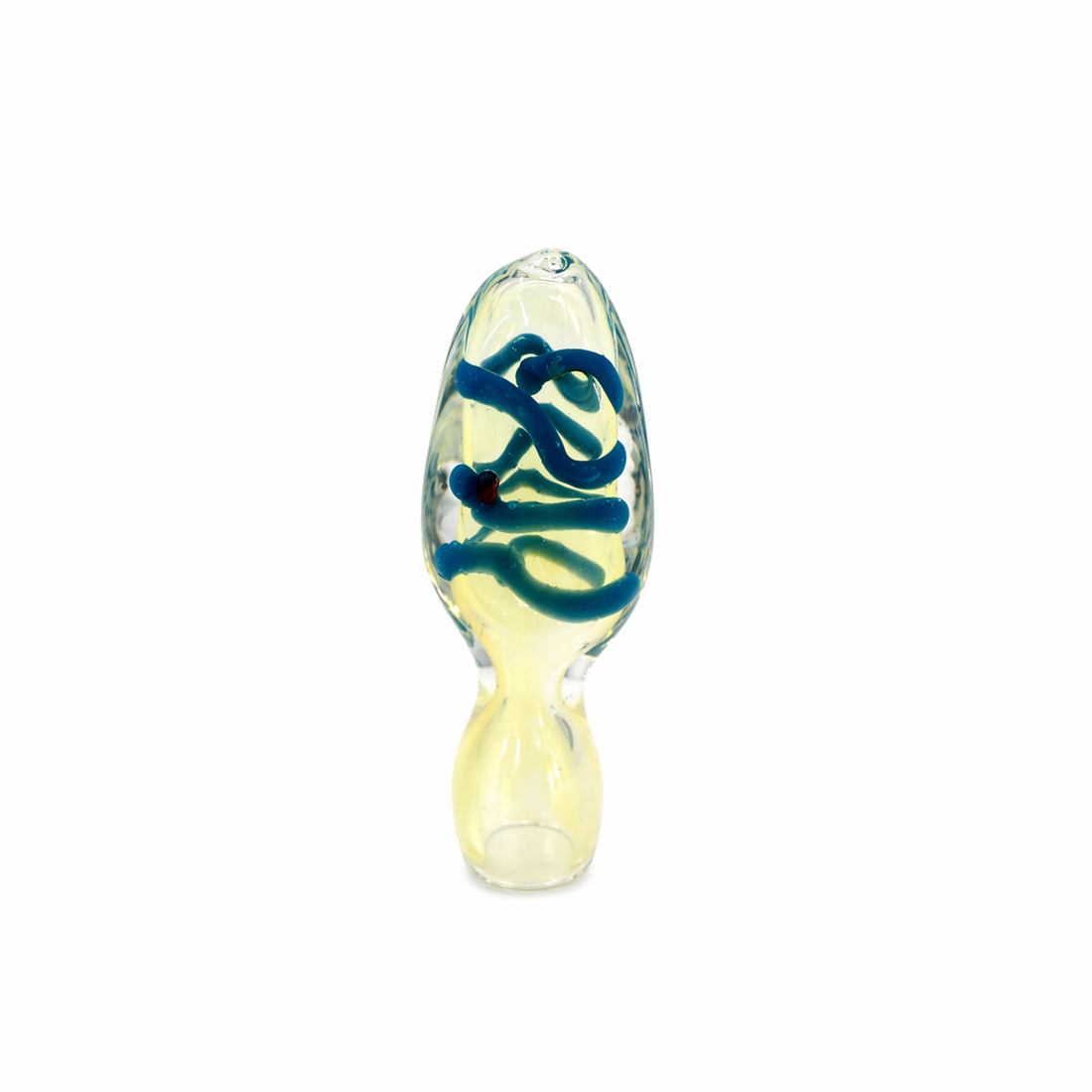 2" Teardrop Swirl Silver-Fumed Glass One Hitter Chillum