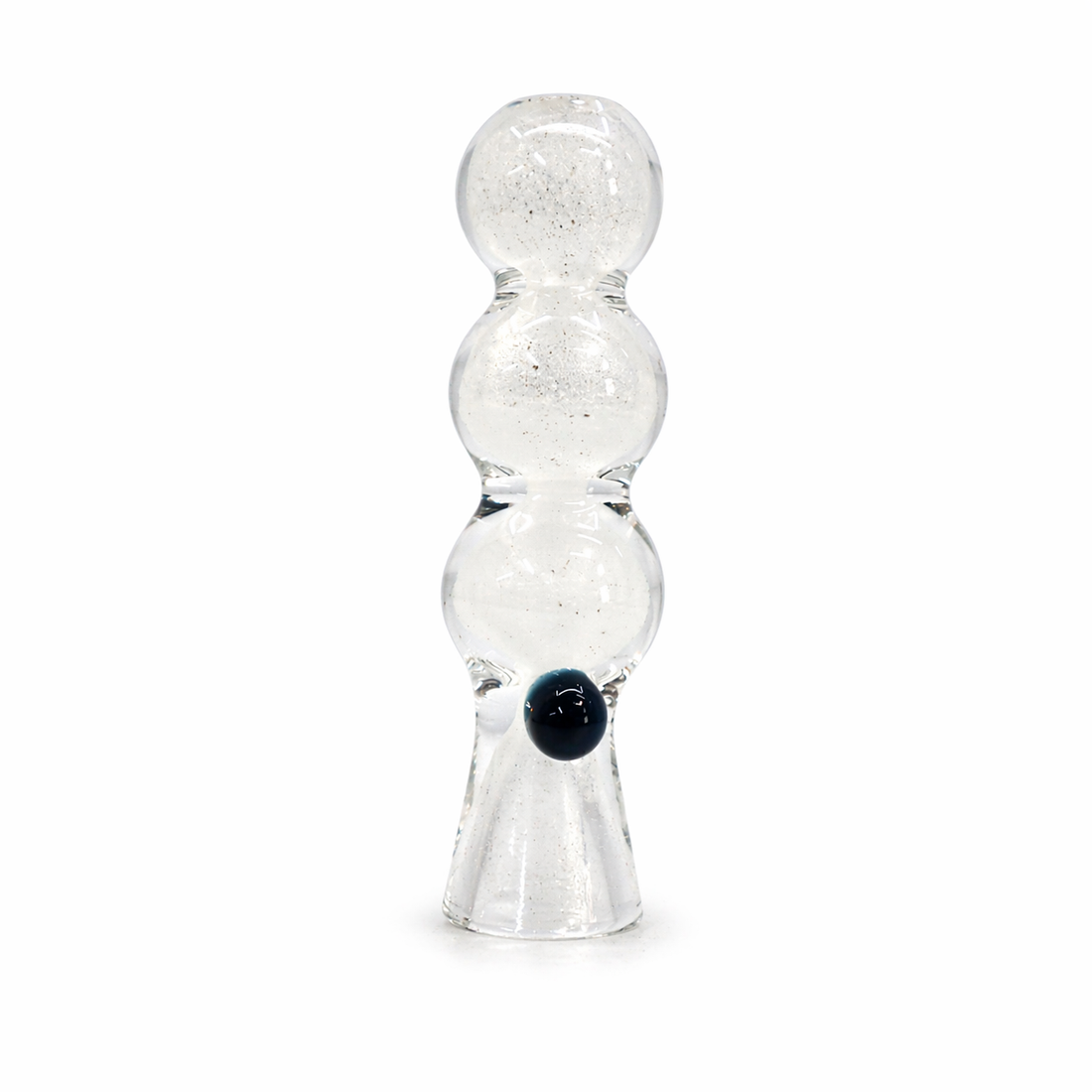 3.5" Triple Bubble Glitter Dichro Silver-Fumed Glass One Hitter
