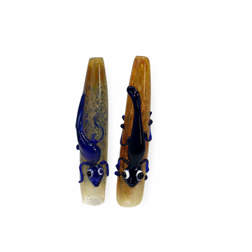 3.5" Lizard Gecko Silver-Fumed Glass One Hitter Chillum
