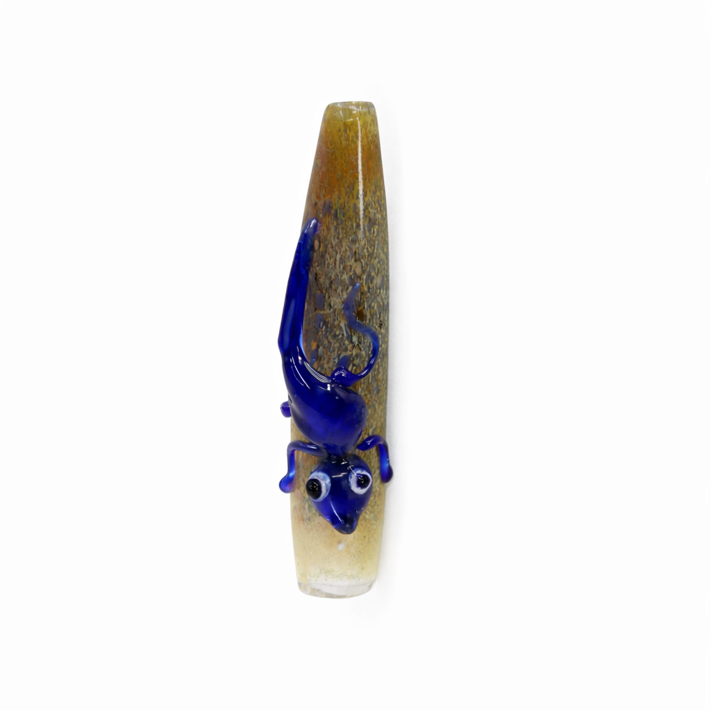 3.5" Lizard Gecko Silver-Fumed Glass One Hitter Chillum