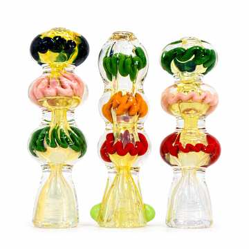 3.5" Multi-Bulb Squiggle Core Glass One Hitter Chillum