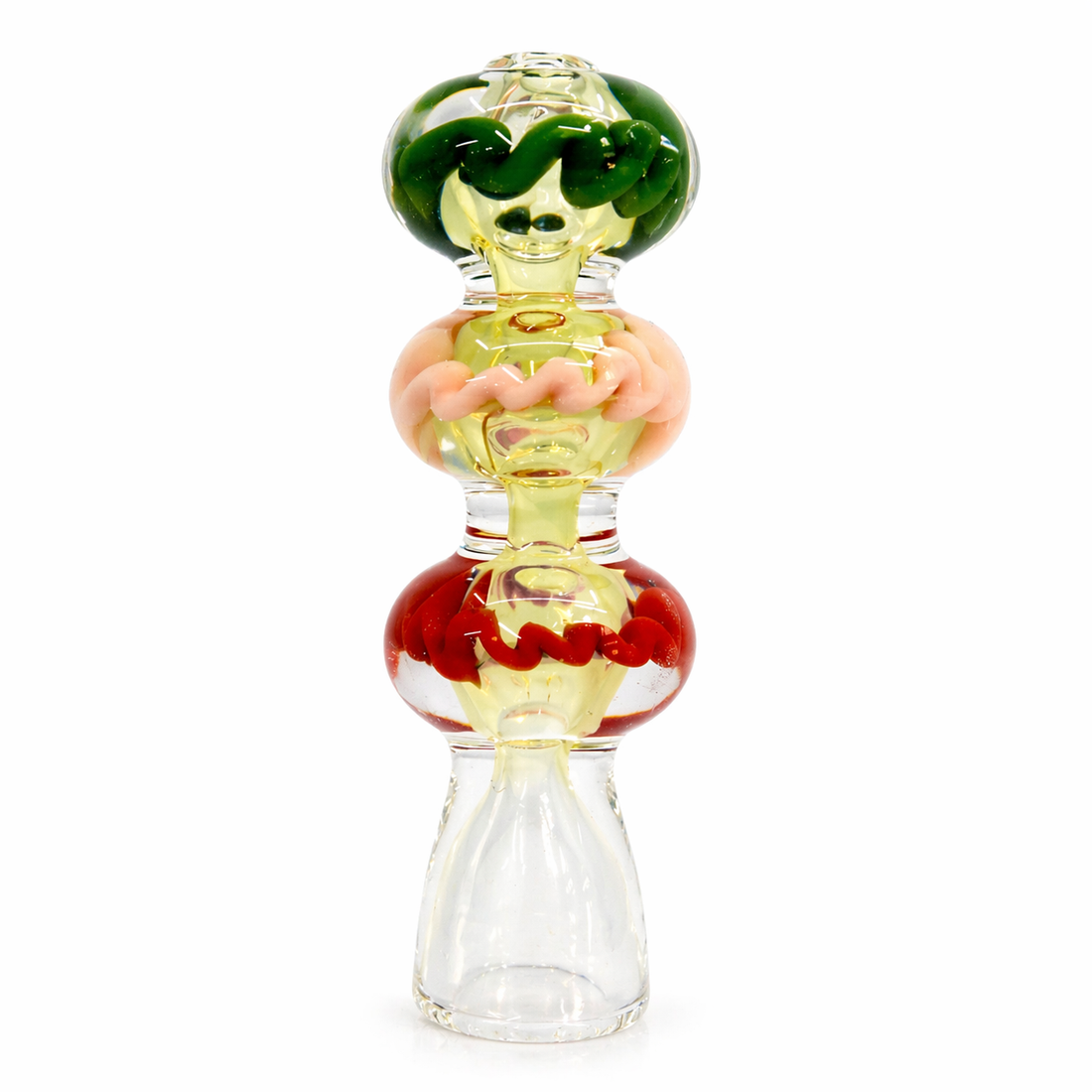 3.5" Multi-Bulb Squiggle Core Glass One Hitter Chillum