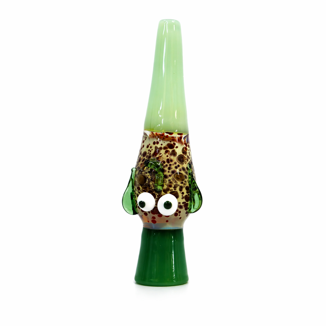 4" Monster Alien Face Leopard Frit Glass One Hitter Chillum