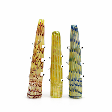 4.5" Cactus Eyeball Feather Feathered Cone Glass One Hitter
