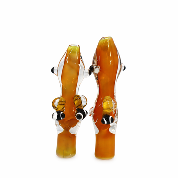 4" Honeybee Amber Core Glass One Hitter