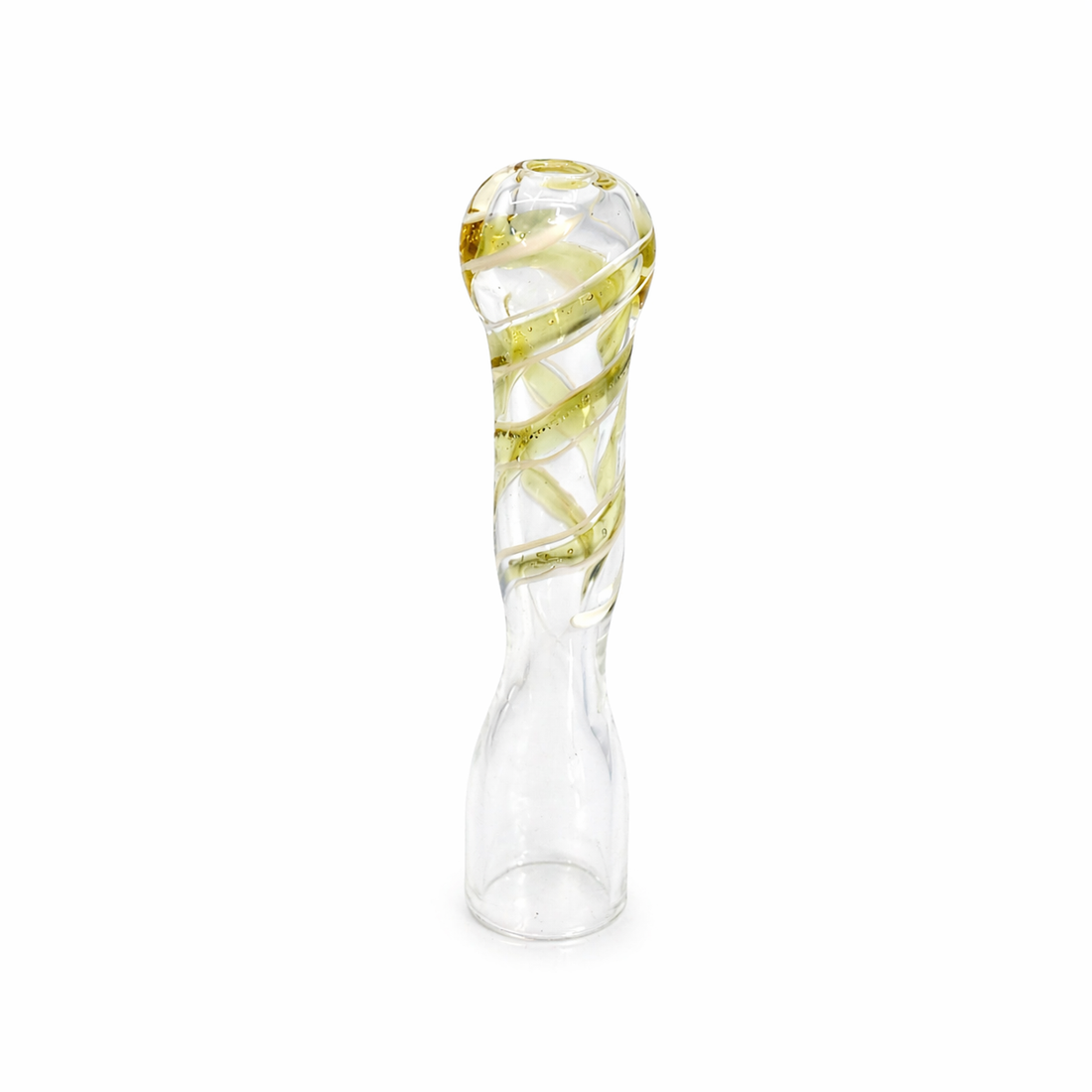 2" Spiral Ribbon Bulbed Head Glass One Hitter Chillum