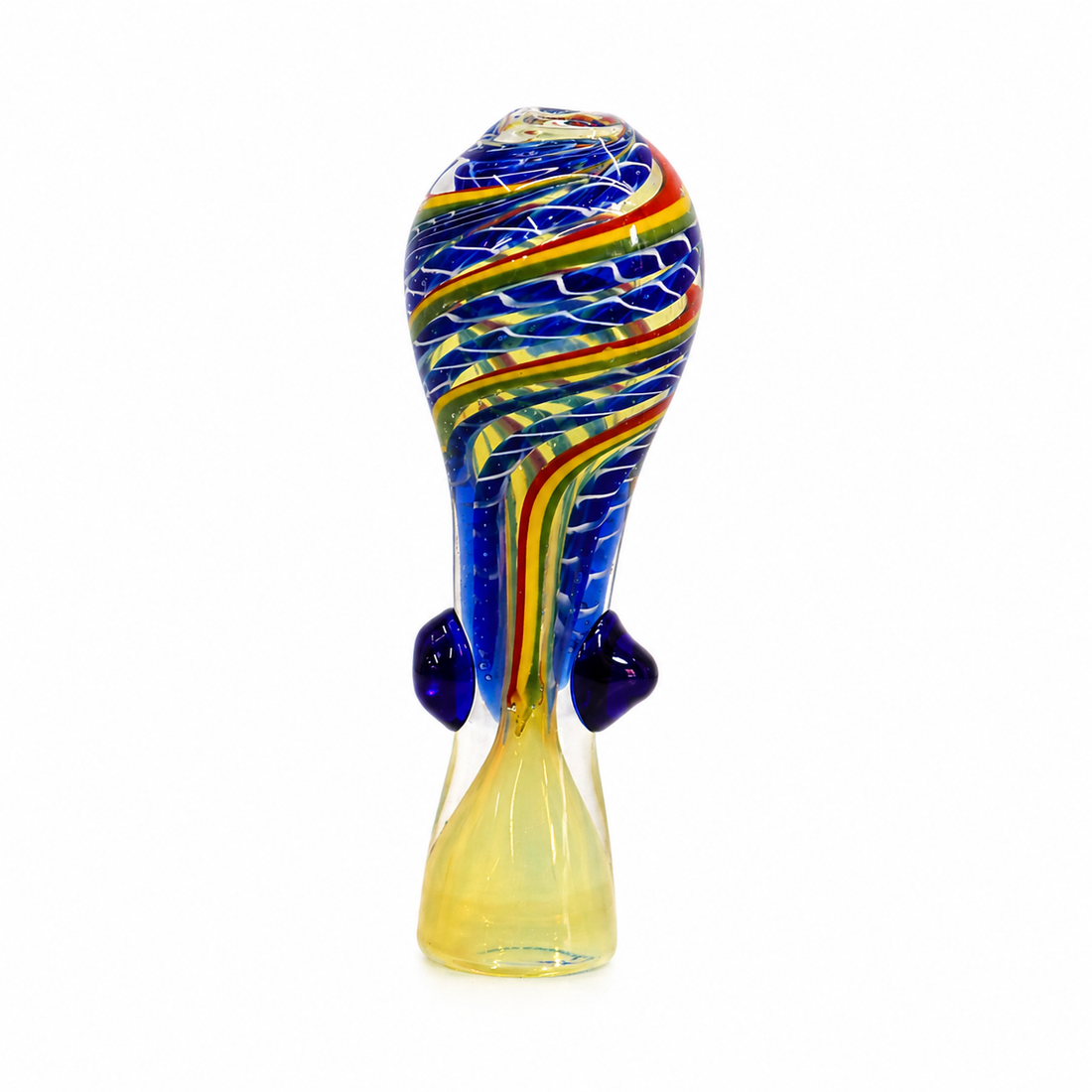 3.5" Swirl Linework Dual Roll-Stop Fumed Glass One Hitter