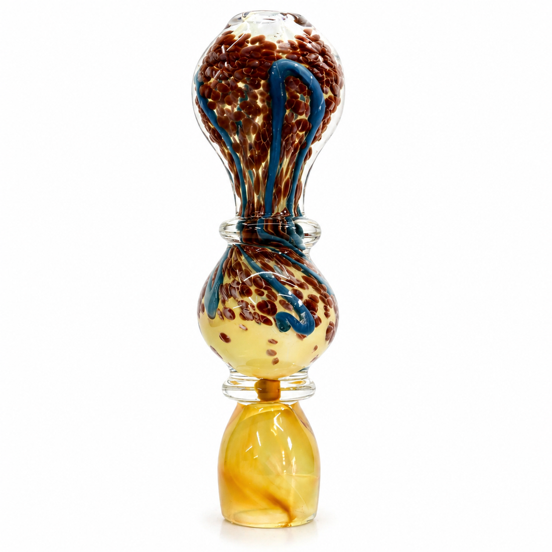 3.5" Double Bubble Frit & Trailings Glass One Hitter Chillum