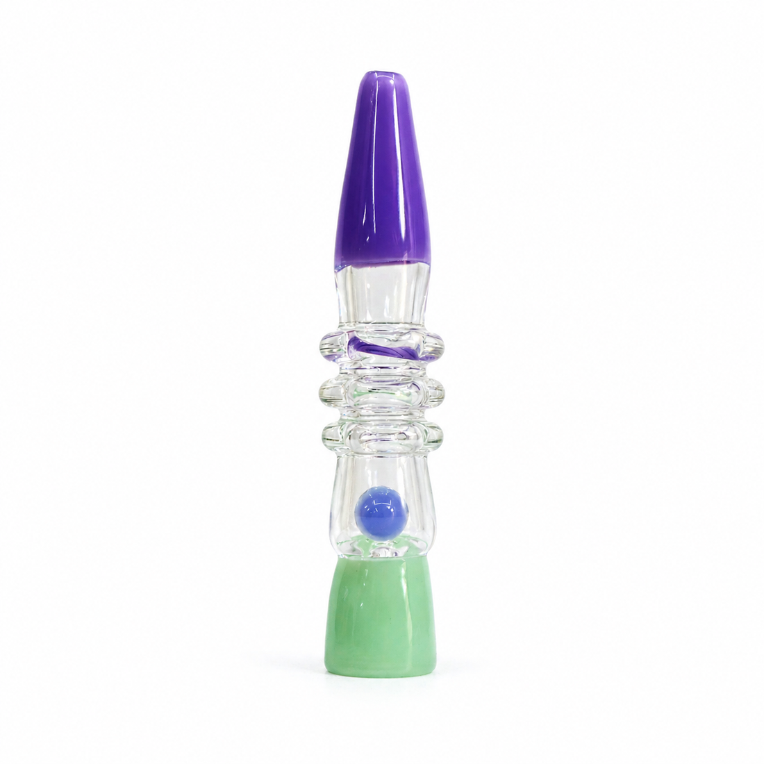 3.5" Cone Tip Ribbed Ring Glass One Hitter