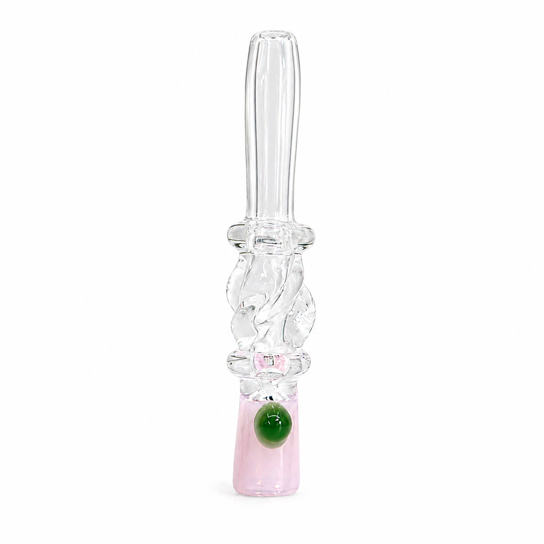 3.5" Twisted Center Ring Glass One Hitter Chillum with Opaque Base & Roll-Stop Marble
