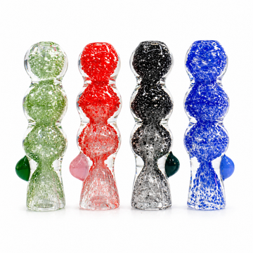 4" Triple Bubble Speckled Frit Glass One Hitter