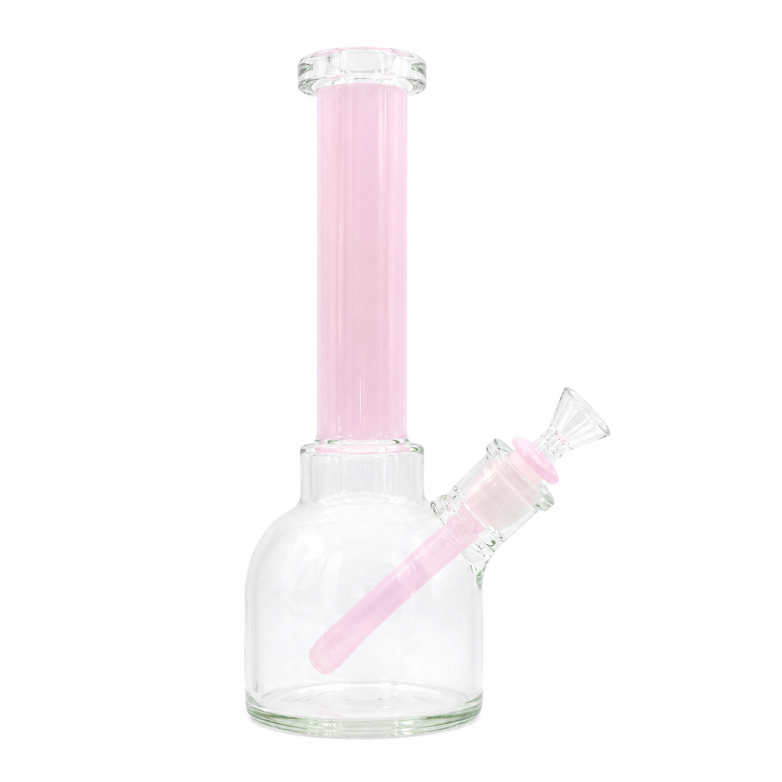 Classic Straight Tube Glass Water Pipe – Colored Neck | Multiple Colors