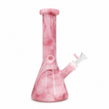 Pink marbled glass water pipe on a white background