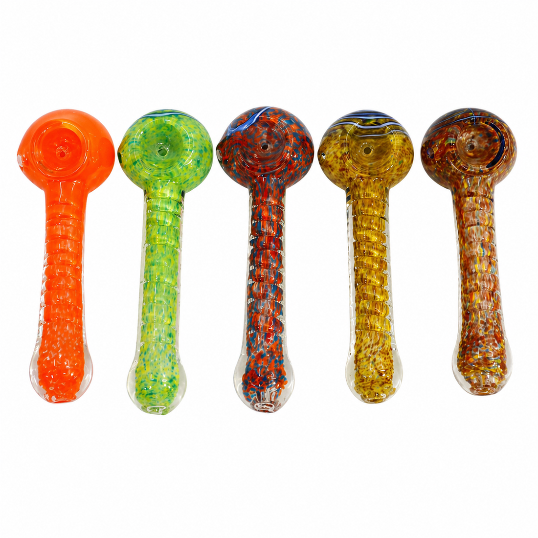 3" Silver Fumed Multicolor Spiral Frit Glass Pipe
